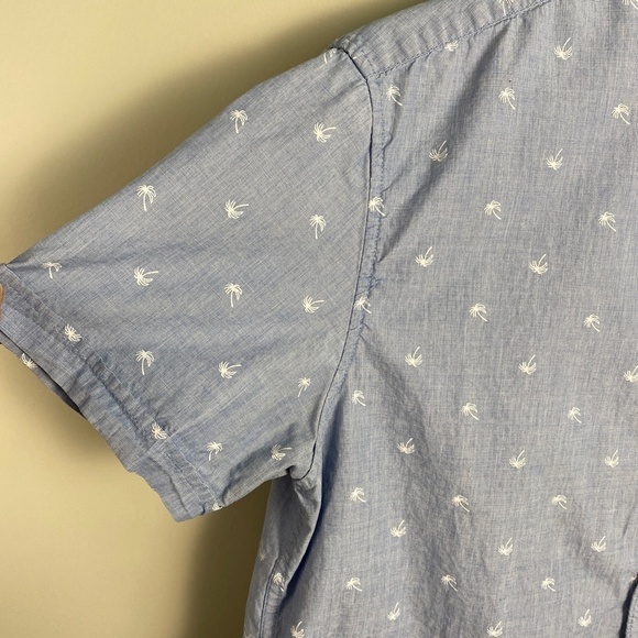 Denim & Flower Ricky Singh Men's Blue Palm Trees Short Sleeve Button Up Shirt L - Picture 4 of 13